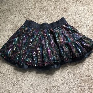 Justice Skirt Girls Size 14‎ Black Sparkles Layered with Shorts Underneath